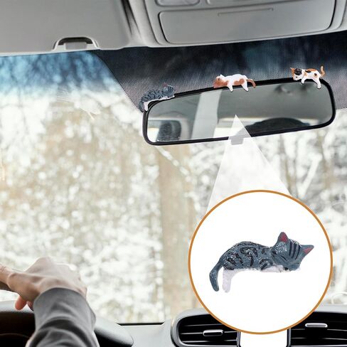 5pcs Cats Car Interior Accessories Dashboard Decorations,Cute Cat Car Accessories,PVC Cat Figurine for Cars Home Garden Decor,Rearview Mirror Ornament in Saudi Arabia