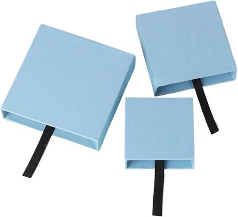 10pcs Jewelry Paper Packaging Fit 3D Film Membrane Plastic Box Pull Case Necklace Earring Ring Organizer(Blue,9cm paper box) in Saudi Arabia