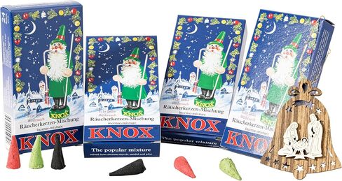 German Incense Cones Bundle Tradition - 4 mostloved Smells from Knox Räucherkerzen/Apotheker Hermann Zwetz. MaMeMi Gift-Set with DIY Mini Nativity Scene in Saudi Arabia