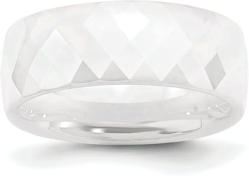 Ceramic White Faceted 8mm Wedding Ring Band Size 7 in Saudi Arabia