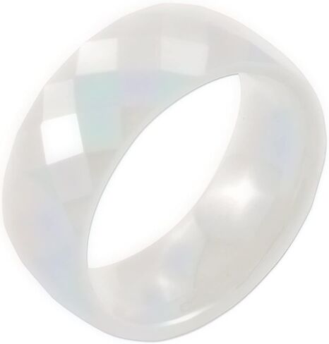 Ceramic White Faceted 8mm Wedding Ring Band Size 7 in Saudi Arabia
