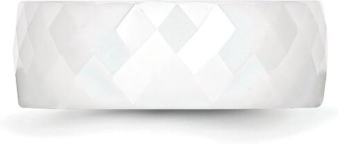 Ceramic White Faceted 8mm Wedding Ring Band Size 7 in Saudi Arabia