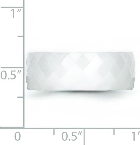Ceramic White Faceted 8mm Wedding Ring Band Size 7 in Saudi Arabia