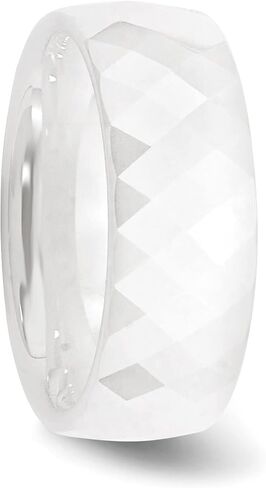 Ceramic White Faceted 8mm Wedding Ring Band Size 7 in Saudi Arabia