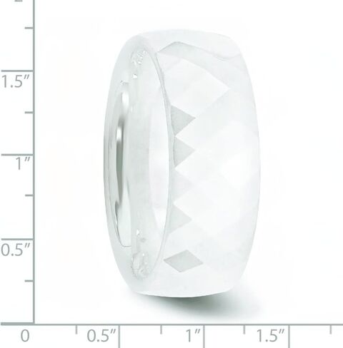 Ceramic White Faceted 8mm Wedding Ring Band Size 7 in Saudi Arabia