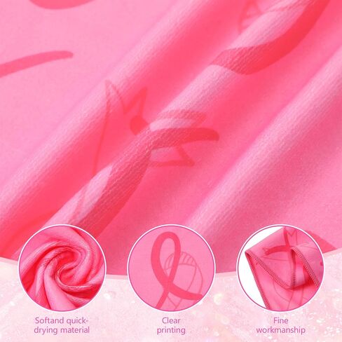 Tradder 30 Pcs Breast Cancer Awareness Towels Pink Ribbon Sports Towels 11.8 x 19.7 Inch Fiber Pink Towels for Breast Cancer Procession Fundraising Cheerleading Golf Football Towel (Delicate) in Kuwait