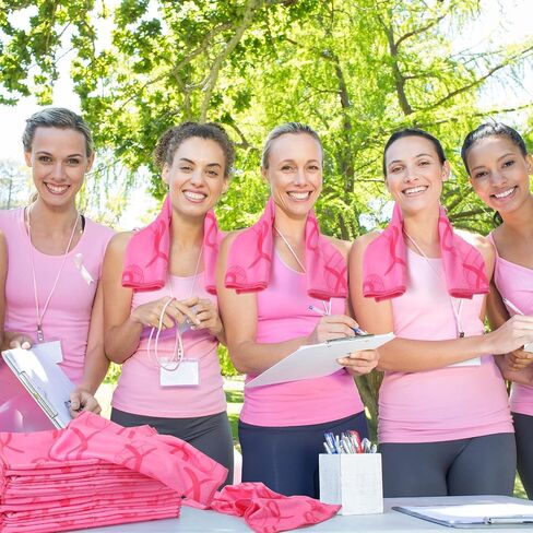 Tradder 30 Pcs Breast Cancer Awareness Towels Pink Ribbon Sports Towels 11.8 x 19.7 Inch Fiber Pink Towels for Breast Cancer Procession Fundraising Cheerleading Golf Football Towel (Delicate) in Kuwait