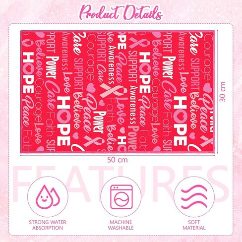 Tradder 30 Pcs Breast Cancer Awareness Towels Pink Ribbon Sports Towels 11.8 x 19.7 Inch Fiber Pink Towels for Breast Cancer Procession Fundraising Cheerleading Golf Football Towel (Delicate) in Kuwait