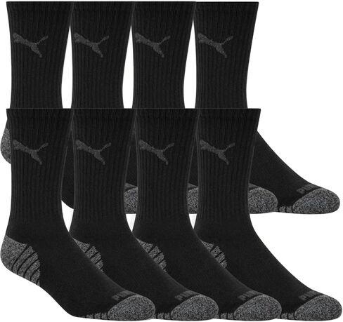 Puma Drycell Men's Crew Socks, 8 Pairs, Black, Fits Shoe Sizes 6-12 in Saudi Arabia