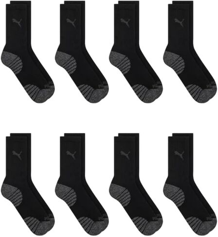 Puma Drycell Men's Crew Socks, 8 Pairs, Black, Fits Shoe Sizes 6-12 in Saudi Arabia