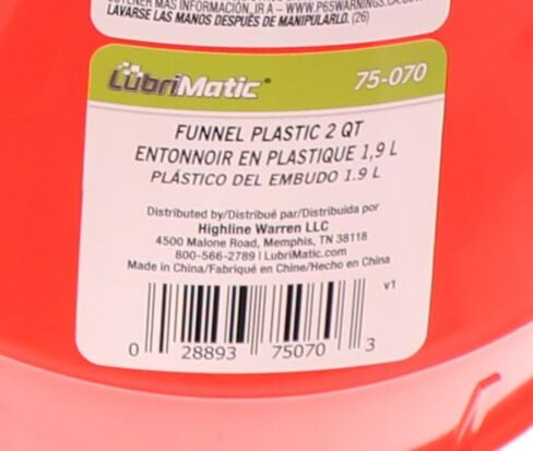 LubriMatic 75-070 Polyethylene Plastic Funnel w/ Screen - 2 Quart in Saudi Arabia