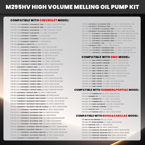 M295HV High Volume Oil Pump Kit Compatible with 4.8L 5.3L 6.0L Silverado Avalanche Suburban Tahoe Trailblazer GMC Sierra Yukon Cadillac Escalade - Replaces JV5158 TCS45993 12557840 in Saudi Arabia