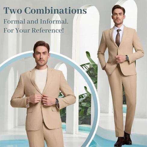 Mens Knit Suit Set 2 Pieces Slim Fit 2 Button Suit Blazer Pants Lightweight Casual Tuxedo Men for Wedding Prom in Saudi Arabia