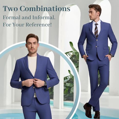 Mens Knit Suit Set 2 Pieces Slim Fit 2 Button Suit Blazer Pants Lightweight Casual Tuxedo Men for Wedding Prom in Saudi Arabia