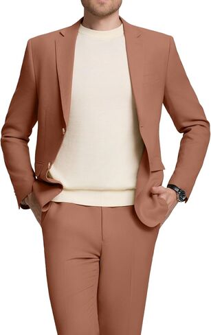 Mens Knit Suit Set 2 Pieces Slim Fit 2 Button Suit Blazer Pants Lightweight Casual Tuxedo Men for Wedding Prom in Saudi Arabia