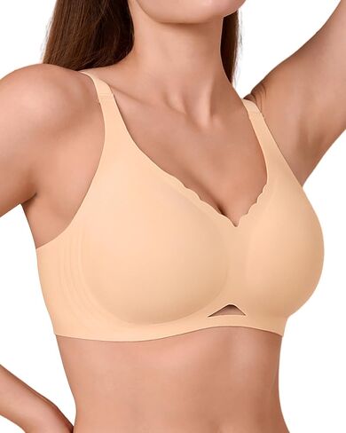 SHARICCA Womens Seamless Bras No Underwire Jelly Comfortable Supportive Full Coverage T Shirt Scalloped Everyday Bras in Kuwait