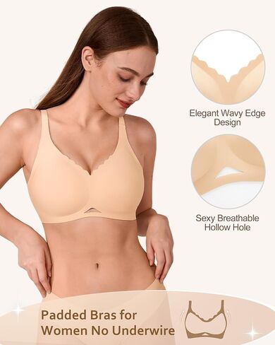 SHARICCA Womens Seamless Bras No Underwire Jelly Comfortable Supportive Full Coverage T Shirt Scalloped Everyday Bras in Kuwait