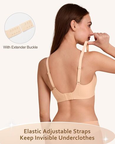 SHARICCA Womens Seamless Bras No Underwire Jelly Comfortable Supportive Full Coverage T Shirt Scalloped Everyday Bras in Kuwait