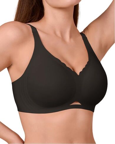SHARICCA Womens Seamless Bras No Underwire Jelly Comfortable Supportive Full Coverage T Shirt Scalloped Everyday Bras in Kuwait
