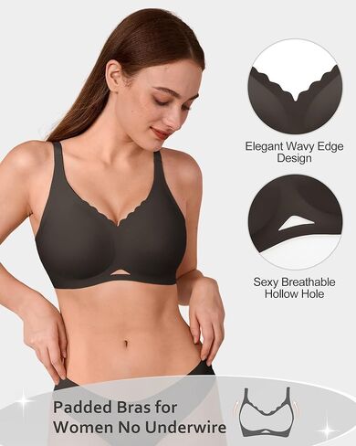 SHARICCA Womens Seamless Bras No Underwire Jelly Comfortable Supportive Full Coverage T Shirt Scalloped Everyday Bras in Kuwait