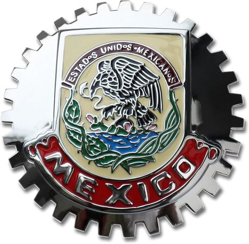 Premium Mirror Chrome Red ISO 9001 Mexico Eagle Flag Grill Badge Mexican Emblem for Trucks and Cars in Saudi Arabia