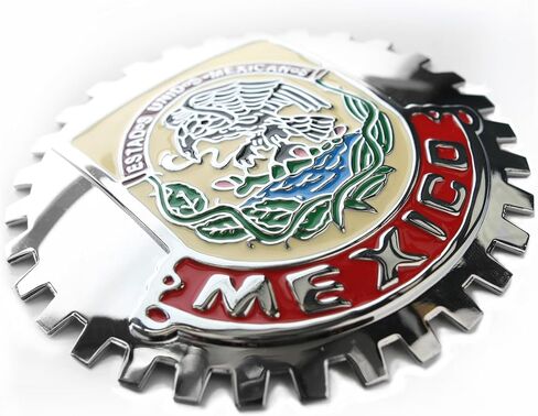 Premium Mirror Chrome Red ISO 9001 Mexico Eagle Flag Grill Badge Mexican Emblem for Trucks and Cars in Saudi Arabia