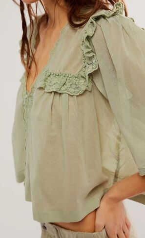 Women Y2K See Through Peplum Shirt Ruffle Lace Trim Buttons Tops Short Sleeve Doll Collar Babydoll Blouse Streetwear in Saudi Arabia