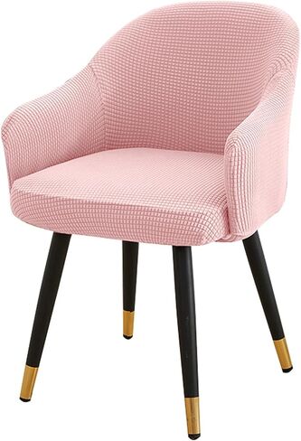 Stretch Curved Back Dining Chair Covers with Armrest, Accent Dining Chairs Covers Slipcovers with Arms, Swivel Armchair Cover Protector, Vanity Office Desk Seat Covers for Chairs in Kuwait