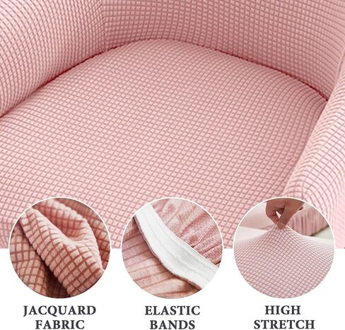Stretch Curved Back Dining Chair Covers with Armrest, Accent Dining Chairs Covers Slipcovers with Arms, Swivel Armchair Cover Protector, Vanity Office Desk Seat Covers for Chairs in Kuwait