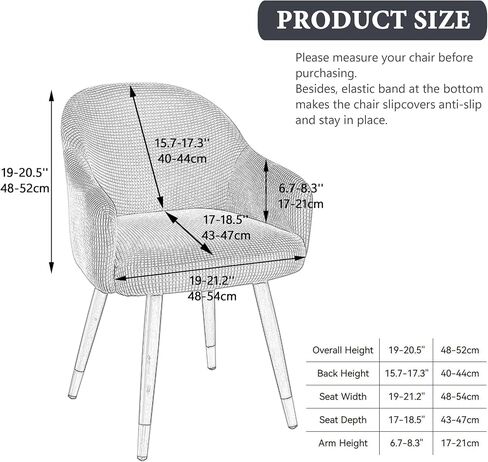 Stretch Curved Back Dining Chair Covers with Armrest, Accent Dining Chairs Covers Slipcovers with Arms, Swivel Armchair Cover Protector, Vanity Office Desk Seat Covers for Chairs in Kuwait