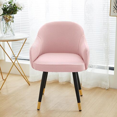 Stretch Curved Back Dining Chair Covers with Armrest, Accent Dining Chairs Covers Slipcovers with Arms, Swivel Armchair Cover Protector, Vanity Office Desk Seat Covers for Chairs in Kuwait
