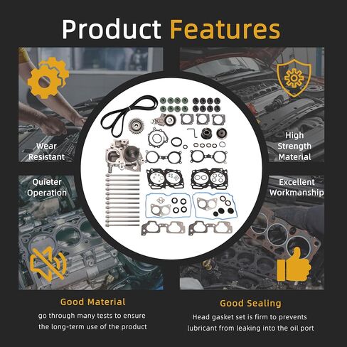 HS26415PT-1 MLS Head Gasket Set w/Bolts + Engine Intake & Exhaust Valve Kit, Fit for Subaru Baja/Forester/Impreza/Legacy/Outback, 2004-2010, 2.5L H4 SOHC, Engine EJ251 EJ253 in Saudi Arabia