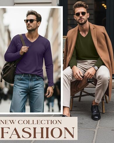 Ficerd 3 Pack Big and Tall Shirts for Men V Neck Cotton Long Sleeve Tee L-7XL Casual Loose Tops Oversized Basic T Shirts in Kuwait