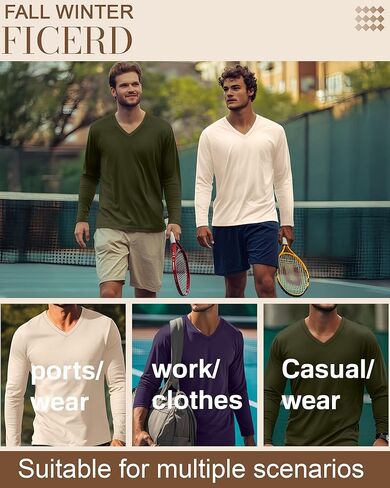 Ficerd 3 Pack Big and Tall Shirts for Men V Neck Cotton Long Sleeve Tee L-7XL Casual Loose Tops Oversized Basic T Shirts in Kuwait