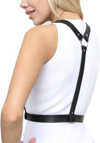 Punk Leather Body Harness Belt for Women Gothic Adjustable Waist Belts Fashion Accessories,body line harness strappy back belt in Saudi Arabia