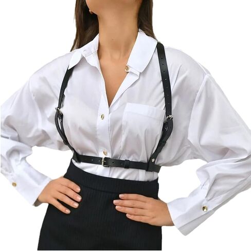Punk Leather Body Harness Belt for Women Gothic Adjustable Waist Belts Fashion Accessories,body line harness strappy back belt in Saudi Arabia