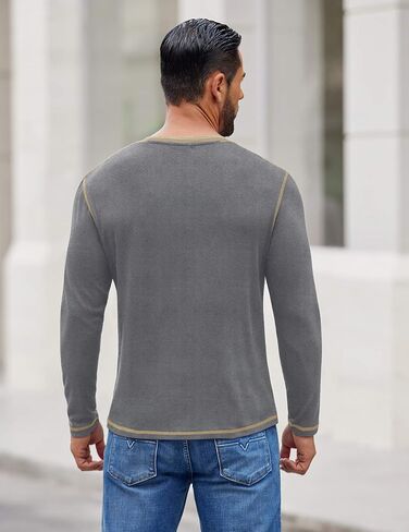 COOFANDY Mens Henley Shirts Long Sleeve Button T-Shirt Fashion Casual Pullover Shirts Soft Stretch Tees Tops in Kuwait
