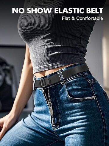 Black Elastic Belts for Women, High Stretch, Adjustable Women’s Belt 23-54 Inches – Comfortable Stretch Fabric in Saudi Arabia