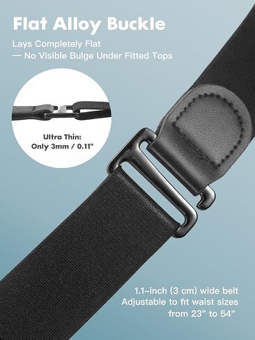 Black Elastic Belts for Women, High Stretch, Adjustable Women’s Belt 23-54 Inches – Comfortable Stretch Fabric in Saudi Arabia