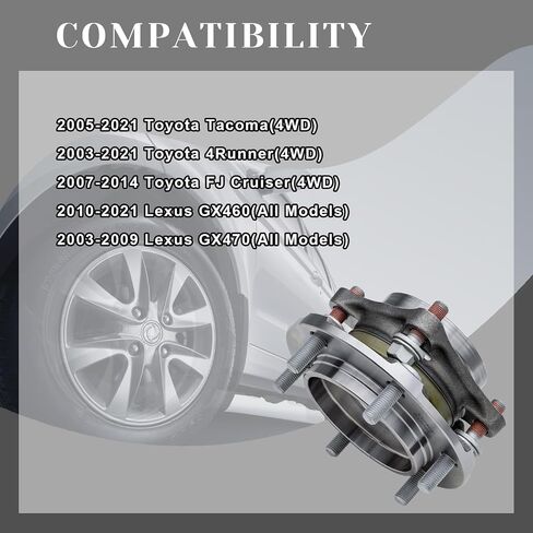 مجموعة محاور العجلات الأمامية اليسرى/اليمنى المتوافقة مع Lexus GX460/ GX470، Toyota 4Runner/ Fj Cruiser/Tacoma، تجميع 6 مسامير العروة مع ABS، محاور زوجية، يستبدل 950-001 515040 in Saudi Arabia