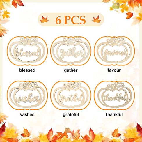 Fall Thanksgiving Napkin Rings Set of 12, Pumpkin Thankful Wooden Bead Napkin Rings for Fall Thanksgiving Decorations, Fall Thanksgiving Napkin Holder for Table Decor Dinnerware Sets, Wedding, Holiday in Saudi Arabia