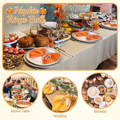 Fall Thanksgiving Napkin Rings Set of 12, Pumpkin Thankful Wooden Bead Napkin Rings for Fall Thanksgiving Decorations, Fall Thanksgiving Napkin Holder for Table Decor Dinnerware Sets, Wedding, Holiday in Saudi Arabia