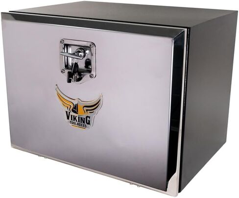 Mytee Products (2 Pack 18"x18"x24" Steel Flatbed Trailer Underbody Tool Box w/Mirror Finish Barndoor Style Single Door & T-Handle Latch Lock - Heavy Duty Side Mount Tool Box for Trailer & Semi Truck in Saudi Arabia
