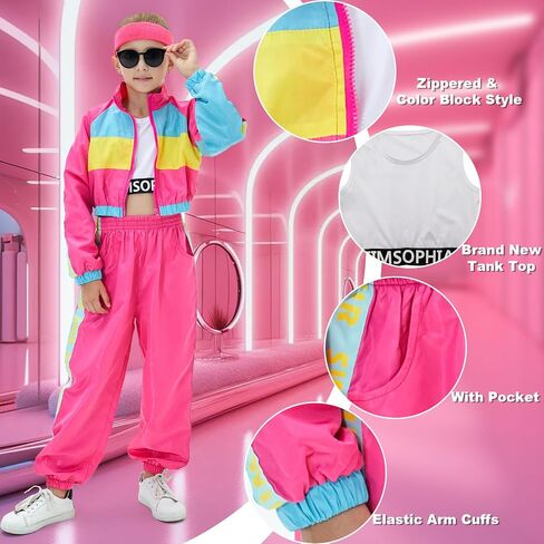 TIMSOPHIA Hip Hop Dance Costume for Girls, 5 Pcs 80s 90s Outfit for Kids, Modern Jazz Team Performance Tracksuit in Saudi Arabia