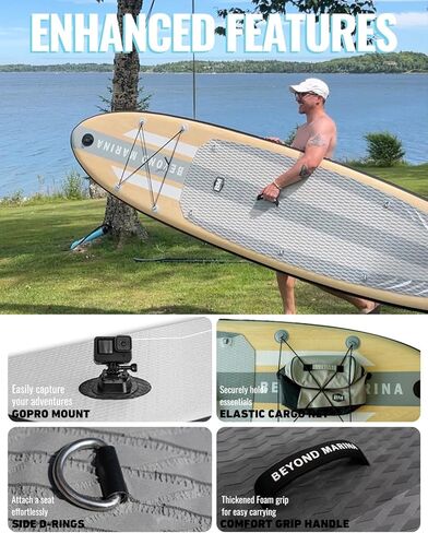 BEYOND MARINA Inflatable Stand Up Paddle Board, 10'6" SUP Paddleboard for Adult, Premium Accessories | Non-Slip 5MM EVA Deck & Foam Handles, Camera Mount, Double Action Pump, 85L Travel Backpack in Kuwait