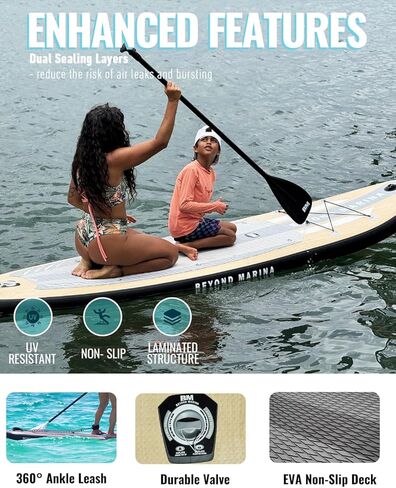 BEYOND MARINA Inflatable Stand Up Paddle Board, 10'6" SUP Paddleboard for Adult, Premium Accessories | Non-Slip 5MM EVA Deck & Foam Handles, Camera Mount, Double Action Pump, 85L Travel Backpack in Kuwait
