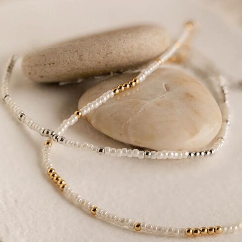 CAITLYNMINIMALIST Dainty Freshwater Pearl Bead 18K Gold Sterling Silver Adjustable Anklet for Women Gift for Her in Saudi Arabia