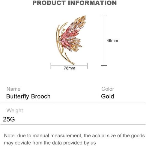 14K Gold Chic Butterfly Brooch with Gradient Red/Purple/Blue Crystal Highlights, Embodying Graceful Wing Movements, Sophisticated Pin for Women's Blazers and Overcoats in Saudi Arabia