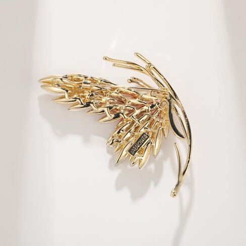 14K Gold Chic Butterfly Brooch with Gradient Red/Purple/Blue Crystal Highlights, Embodying Graceful Wing Movements, Sophisticated Pin for Women's Blazers and Overcoats in Saudi Arabia