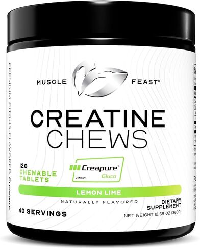 Muscle Feast الكرياتين النباتي أحادي الهيدرات NUTRITIONAL_SUPPLEMENT، حلوى الكريبيور الخالية من الغلوتين، الليمون الحامض، 120 قرصًا in Saudi Arabia